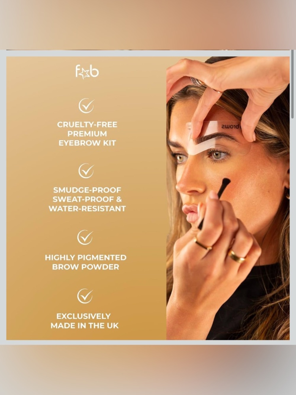 Just Fab Compact Duo Brow Stencil Kit With Mirror Dark Brown - Picture 6 of 7